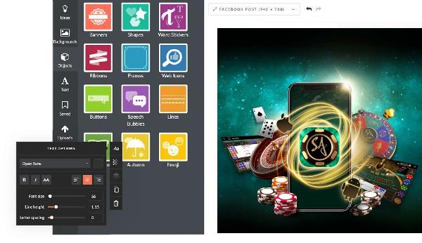 iGaming Social Media Post Graphics Editor